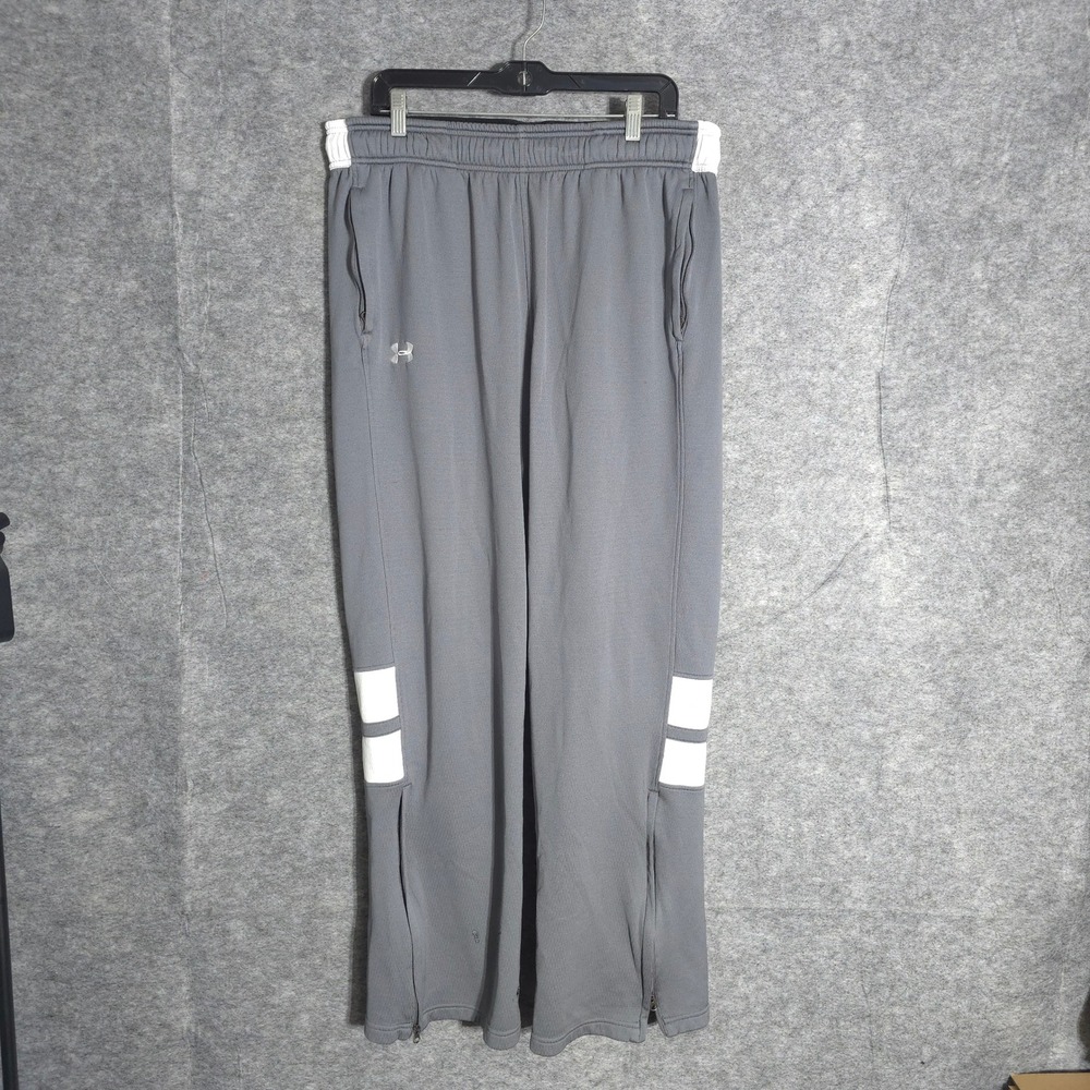 Under Armour Fleece Pants Mens XLT Gray Athletic Track Ankle Zip Tall Relaxed